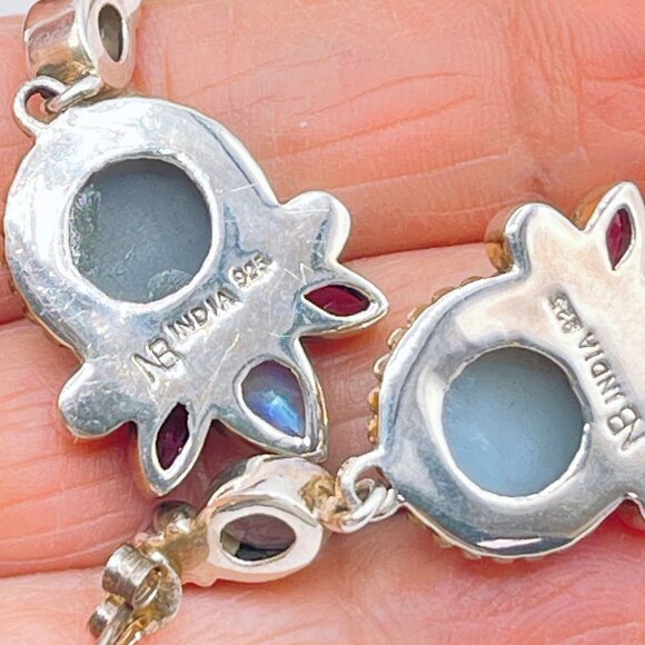 Nicky Butler Sterling Silver Earrings Purple Druzy Moonstone Garnet & Citrine Ge - Picture 5 of 7